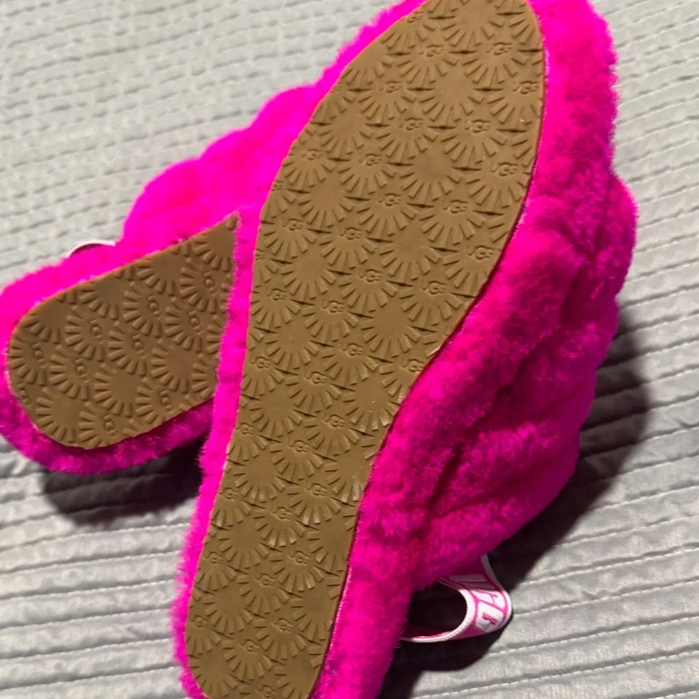 UGG Bright Pink Fuzzy Slippers se photo for a little detail under please